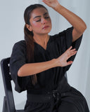 Black Sculpted Cord Set - Raya Attire