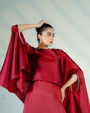 Crimson Aura Cape Set - Raya Attire