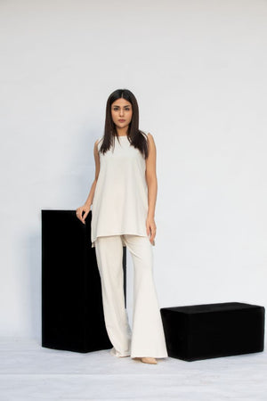 Snow Muse Sleeveless White Co-ord