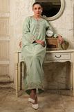 Serene Mint Green Raw Silk Long Kaftan