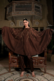 Chocolate Brown Silk Cape Kaftan