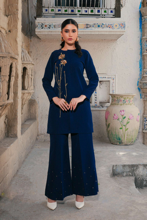 Navy Blue Silk Co-Ord Set
