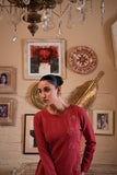 Crimson Terracotta Long Silk Dress