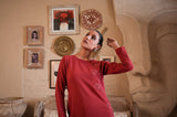 Crimson Terracotta Long Silk Dress