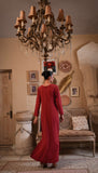 Crimson Terracotta Long Silk Dress