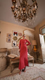Crimson Terracotta Long Silk Dress