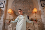 Serene Mint Green Raw Silk Long Kaftan