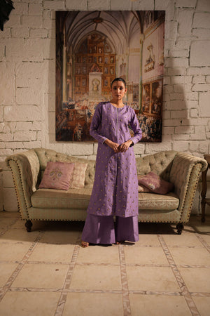 Elegant Lavender Embroidered Dress