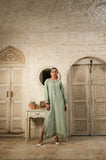 Serene Mint Green Raw Silk Long Kaftan