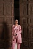 Rose Pink Raw Silk Gown & Straight Pants Set