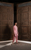 Rose Pink Raw Silk Gown & Straight Pants Set