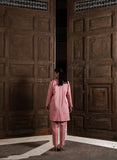 Rose Pink Raw Silk Gown & Straight Pants Set