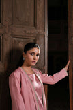 Rose Pink Raw Silk Gown & Straight Pants Set