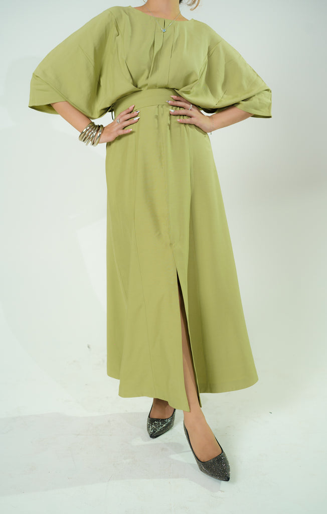 Citrine Drift Dress Elegant Green Maxi Raya Attire Citrine Drift Dress Elegant Green Maxi Raya Attire