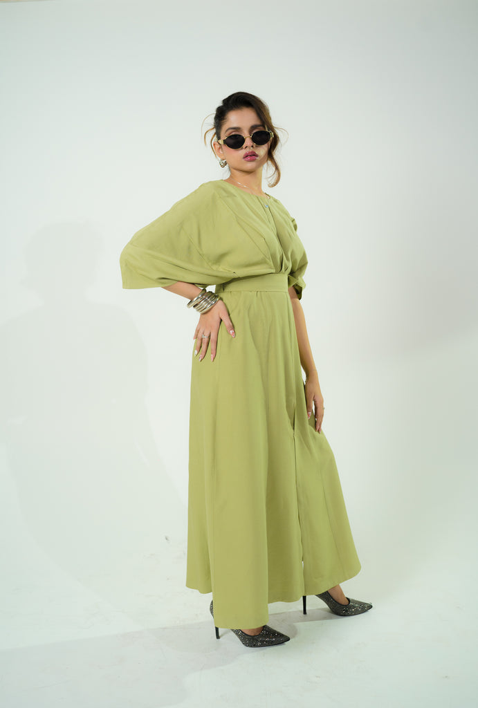 Citrine Drift Dress Elegant Green Maxi Raya Attire Citrine Drift Dress Elegant Green Maxi Raya Attire