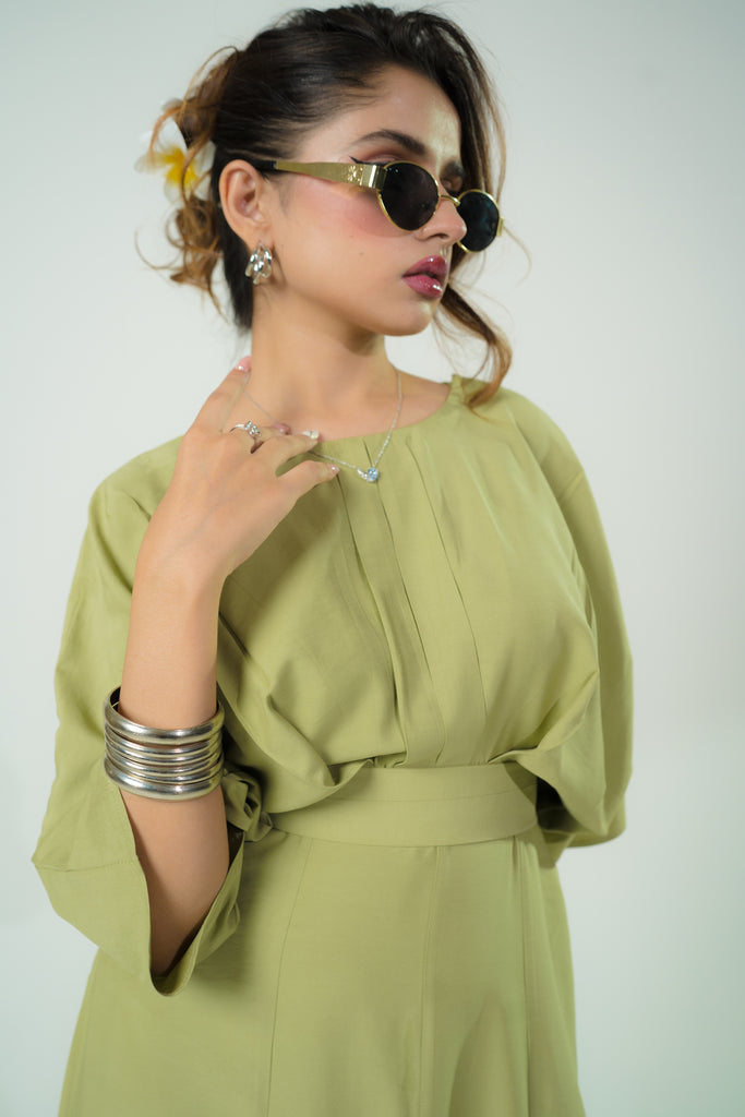 Citrine Drift Dress Elegant Green Maxi Raya Attire Citrine Drift Dress Elegant Green Maxi Raya Attire