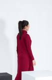 Red Terry Full - Sleeve Turtle Neck Long Skirt - Raya Attire