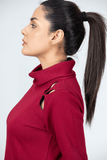Red Terry Full - Sleeve Turtle Neck Long Skirt - Raya Attire