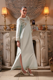 Serene Mint Green Raw Silk Long Kaftan