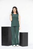 Sleeveless bottle Green Co - ord Set - Raya Attire