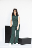 Sleeveless bottle Green Co - ord Set - Raya Attire